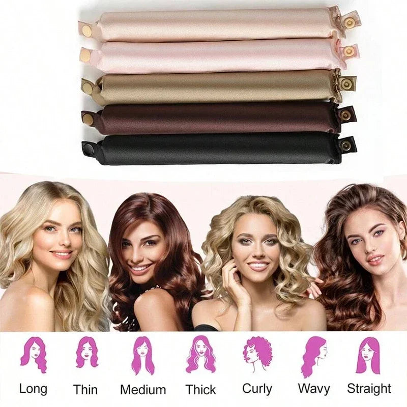 Heatless Satin Hair Curling Rod – No Heat Overnight Curls