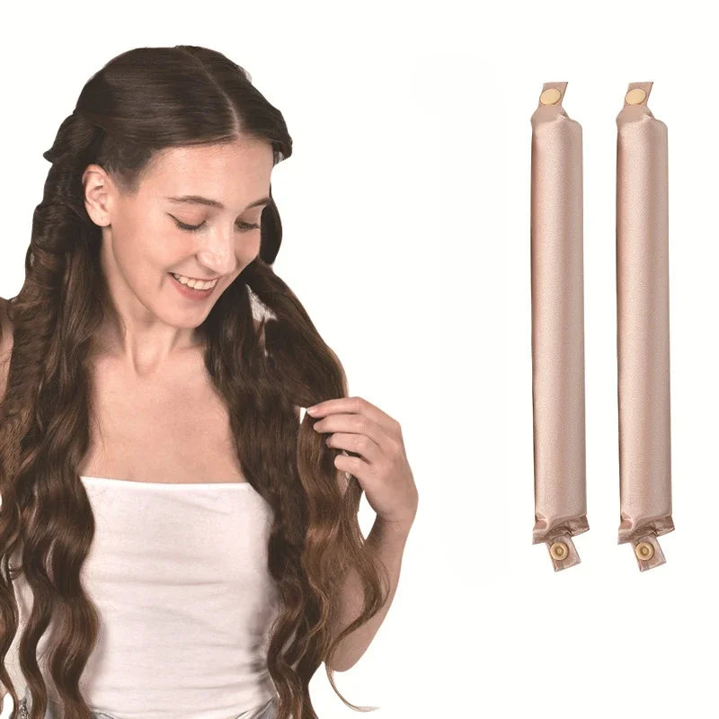Heatless Satin Hair Curling Rod – No Heat Overnight Curls