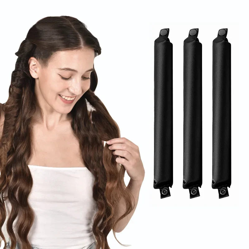 Heatless Satin Hair Curling Rod – No Heat Overnight Curls