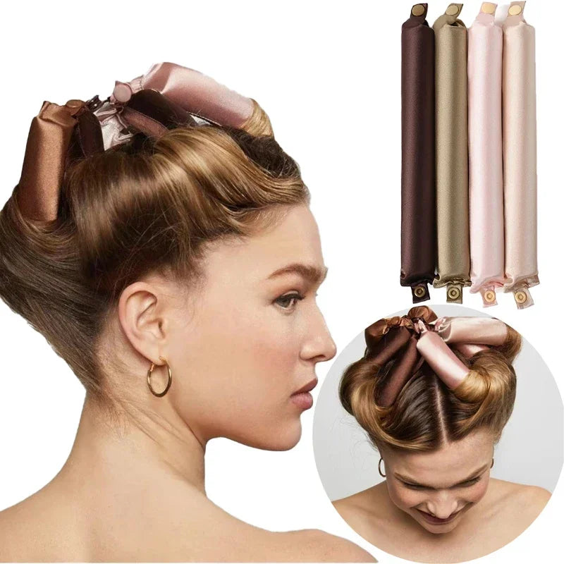 Heatless Satin Hair Curling Rod – No Heat Overnight Curls